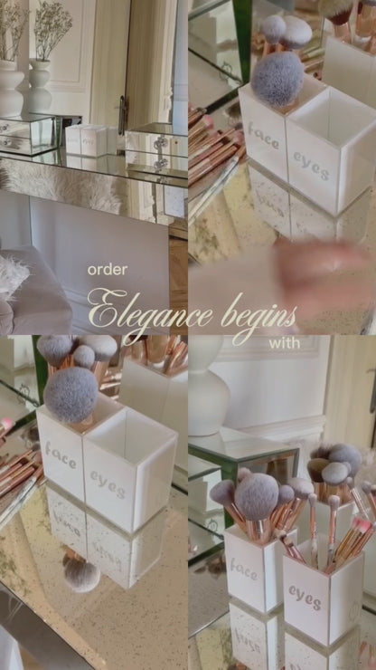Coffret Visage et Yeux Mirrorina – Organisateur de pinceaux de maquillage élégant