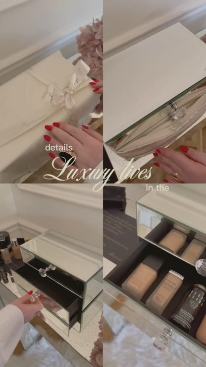Luxury Mirrored Makeup Organizer – 2 Drawers